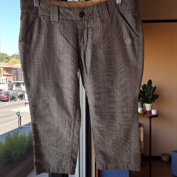 Element Plaid Cropped Pants Size 5 – Y2K Skater Style Capris, Gray Check - Picture 2 of 12